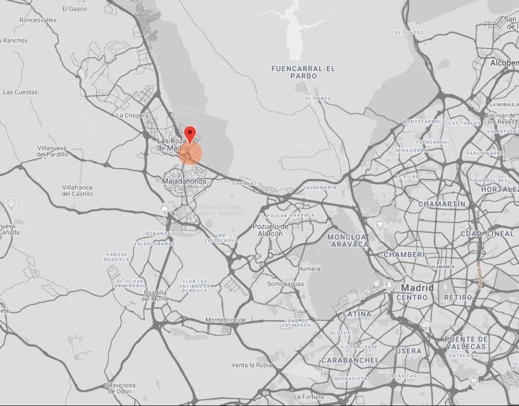 Mapa de Madrid Este, donde se ve la ubicación del estudio de arquitectura ARTEFACTA en Las Rozas de Madrid